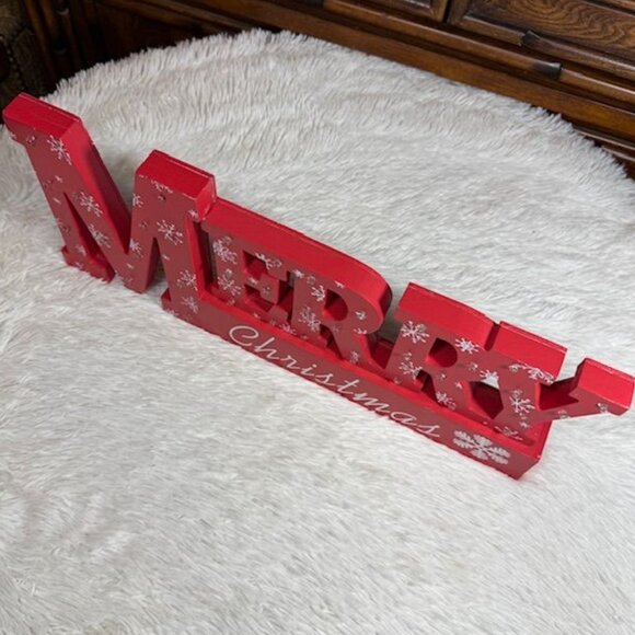 Gerson International MERRY CHRISTMAS Wood LED Light Tabletop Holiday Decor Sign - Picture 12 of 14